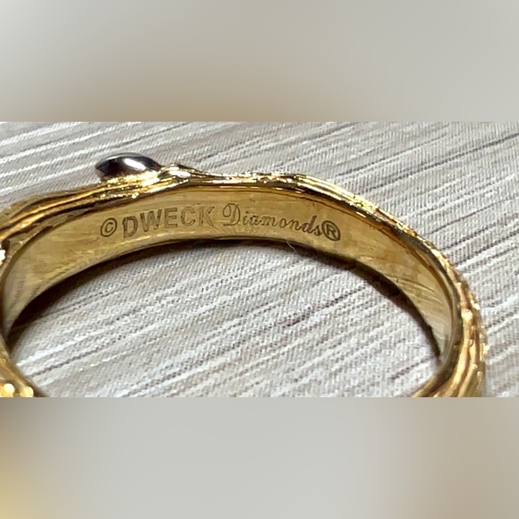 Stephen Dweck Diamonds Sterling Silver/Gold Vermeil Fortuna Twig Ring, Size 8 - Picture 6 of 11